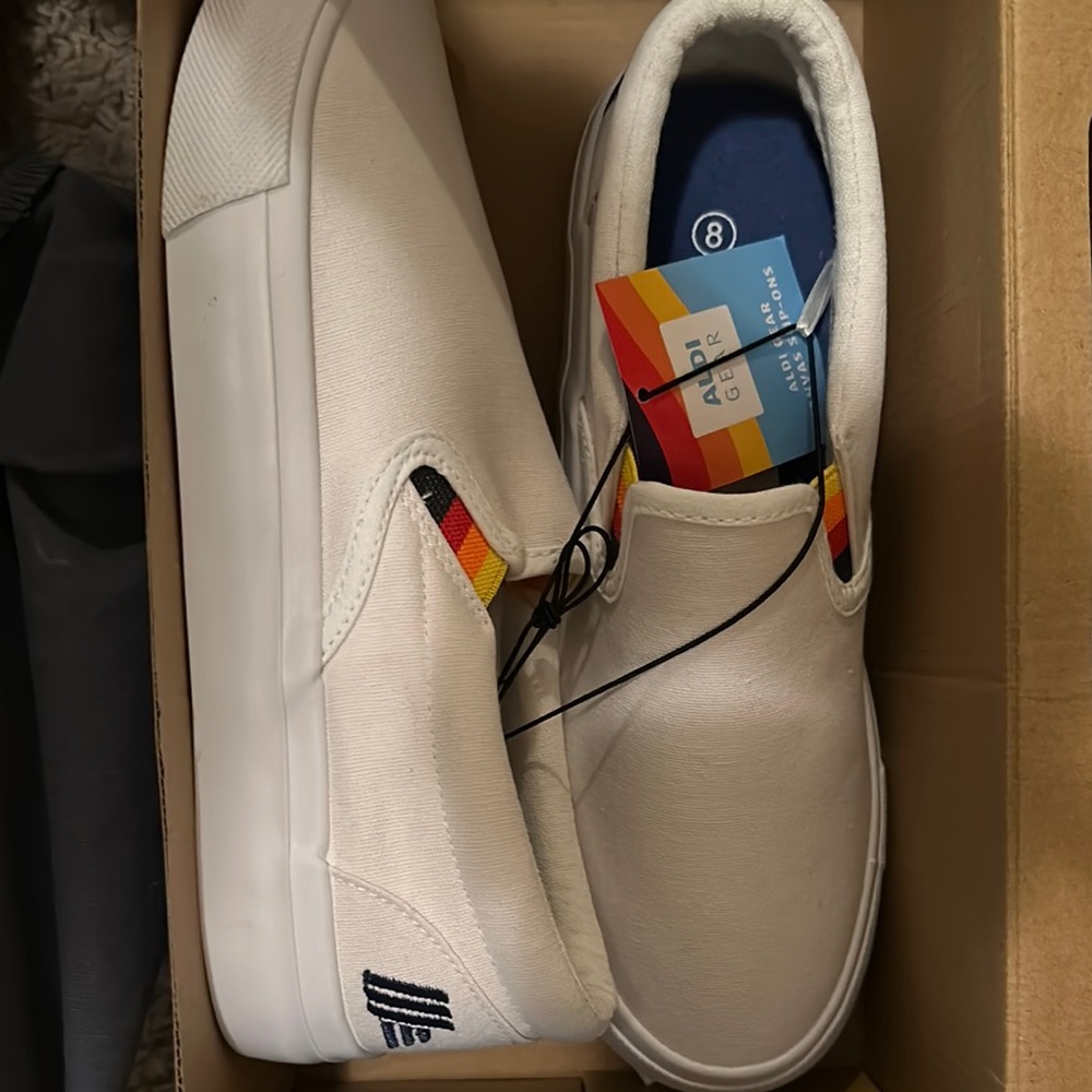 ALDI White Sneakers with Vibrant Side Patch WOMEN’S